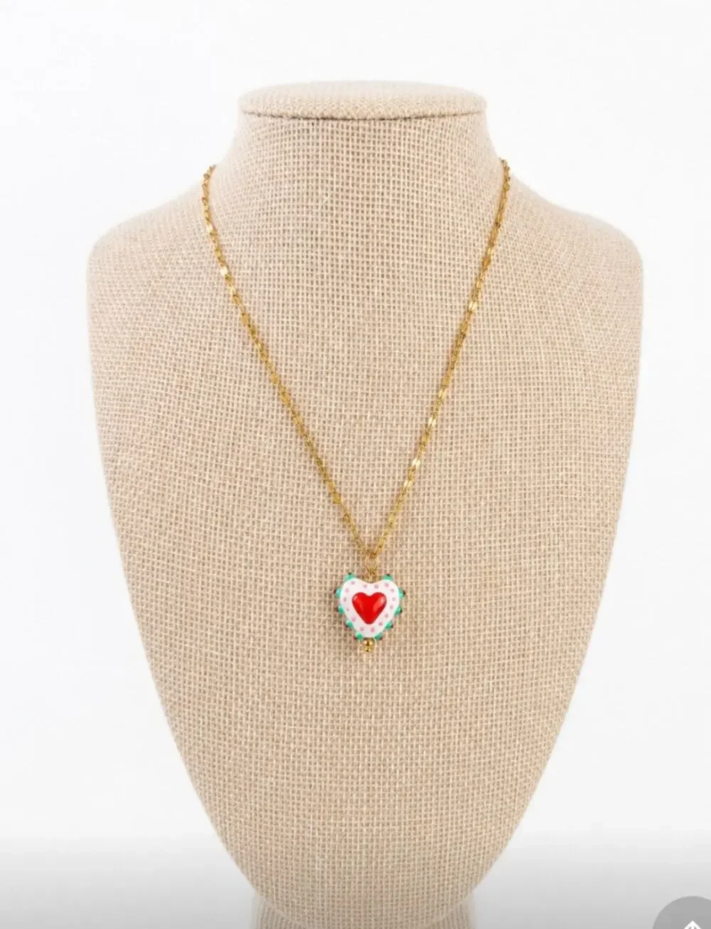 18K Gold Plated Stainless Steel Heart Charm Necklace New